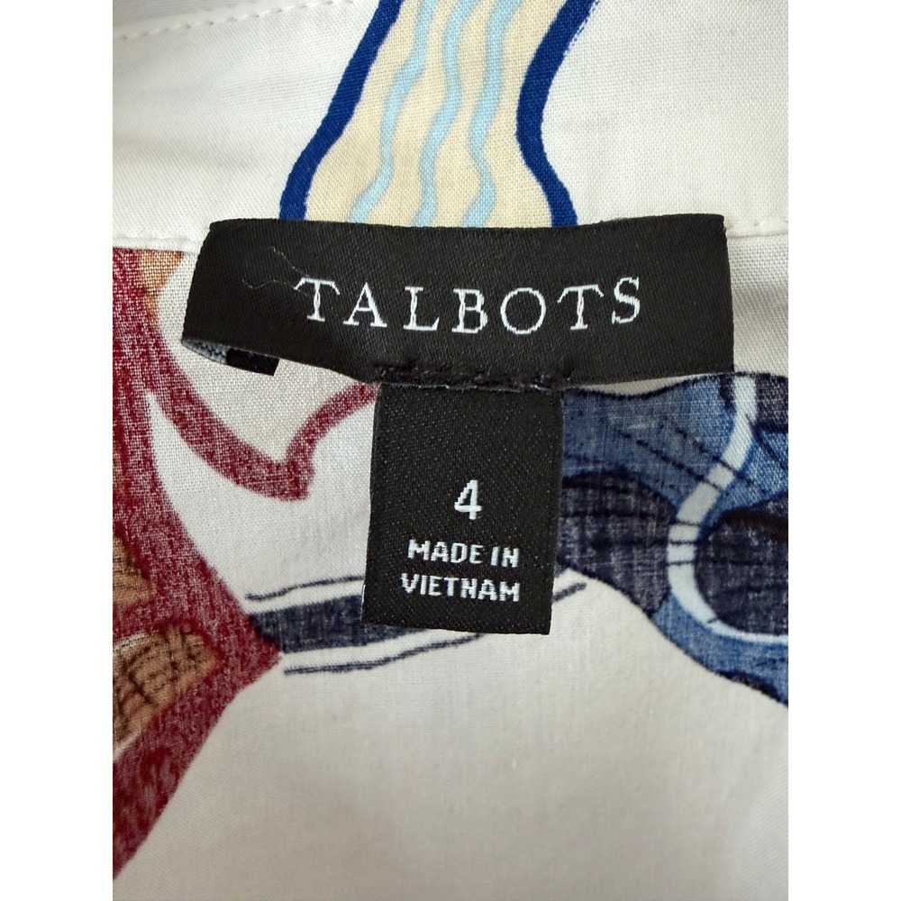 Talbots Size 4 Modern Poplin Midi Shirtdress Verdant Botanical Summer Cotton - Picture 4 of 5